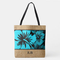 Epische Hibiskus Hawaiian Floral Monogram Beach Ba