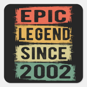 Epische Legende seit 2002 Vintage 2002 Geburtstags Quadratischer Aufkleber