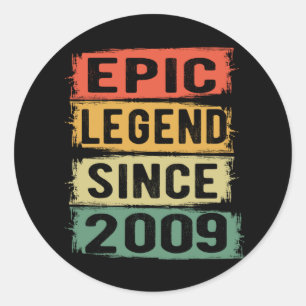 Epische Legende seit 2009 Vintage 2009 Geburtstags Runder Aufkleber