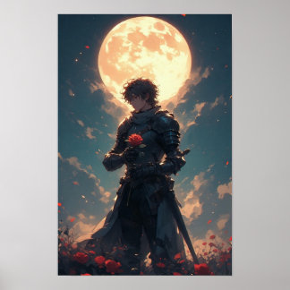 Epische Mondlicht-Ritter-Kunst Poster