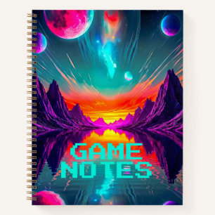 Epische Neon-Galaxie-Synthwave-Alienwelt Notizbuch