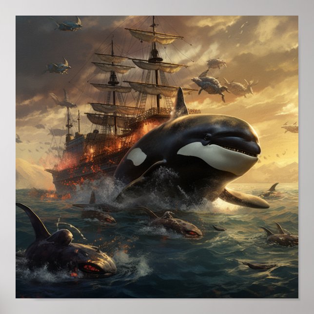 Epische Schlacht um Orca gegen die Perle - Atember Poster (Vorne)