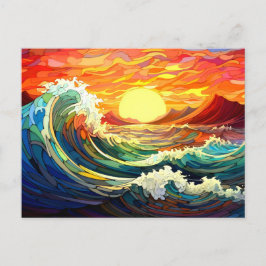 Epische Wellen 7 Sonnenuntergang Postkarte