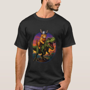 Epische Wikinger-Katze-Reit-Dinosaurier-verschrobe T-Shirt