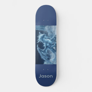 Epischer 3D-Blau-Eis-Drache Skateboard