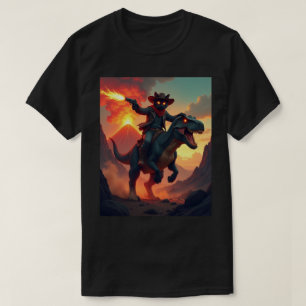 Epischer Cowboy-Katze-Reitdinosaurier   Fantasy-Sc T-Shirt