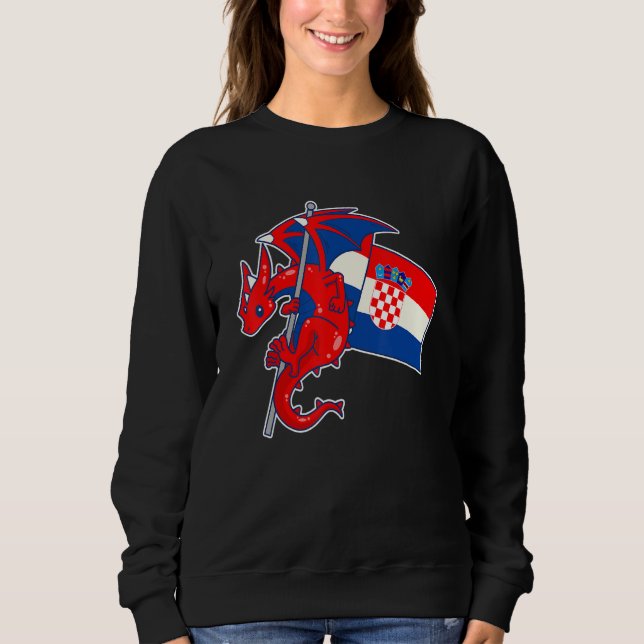 Epischer Drache mit kroatischer Flagge  Kroate Sweatshirt (Vorderseite)
