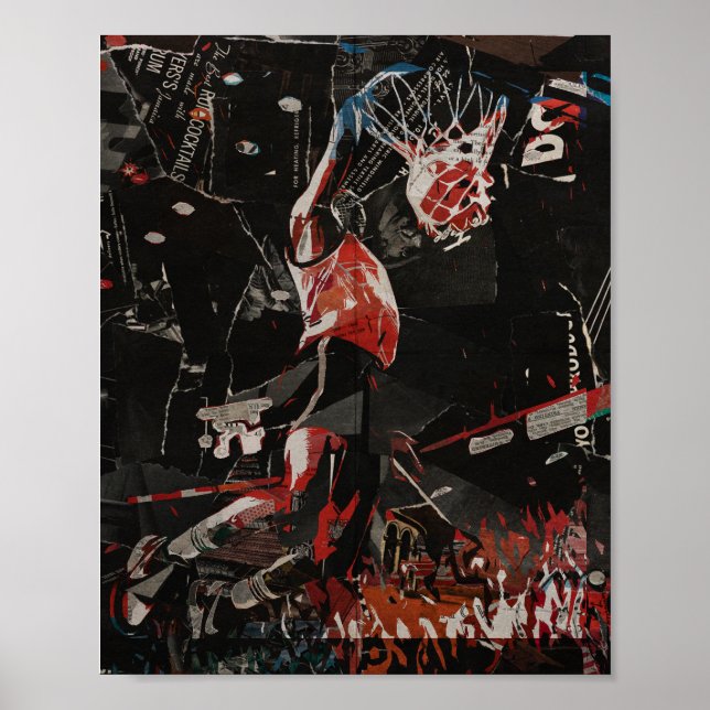 Epischer Dunk Collage Basketballspieler Poster (Vorne)