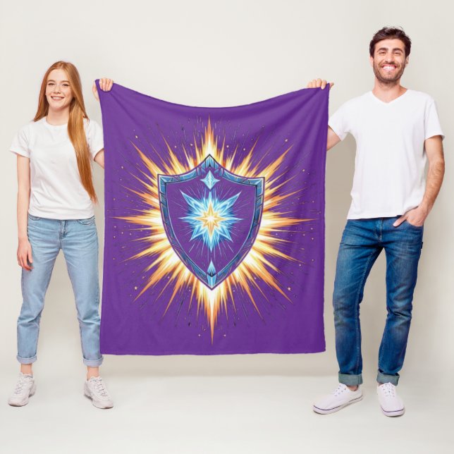 Epischer Fantasy-Schild mit strahlendem Energieaus Fleecedecke (Beispiel)