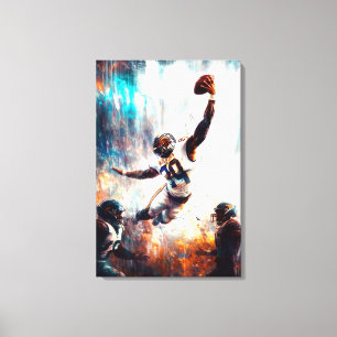 Epischer Football-Catch - Dynamische Sportkunst Gr Leinwanddruck