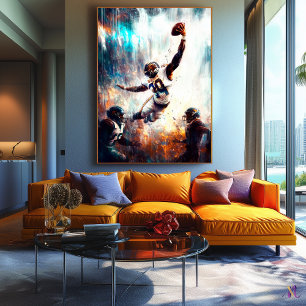 Epischer Football-Catch - Dynamische Sportkunst Gr Leinwanddruck