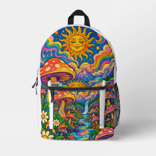 Epischer goldener Drache und rosa florale Fantasy- Bedruckter Rucksack