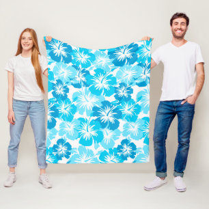 Epischer Hibiskus hawaiisches BlumenAloha - Turq Fleecedecke