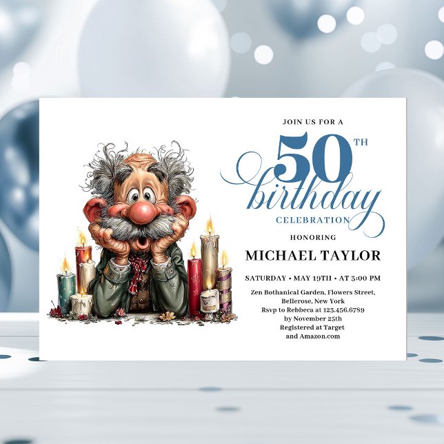 Epischer Humor für ihn 50. Geburtstagsfeier Einlad Einladung (Epic Humor For Him 50th Birthday Bash Invitation)