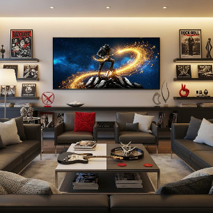 Epischer kosmischer Gitarrist magische Galaxie Poster