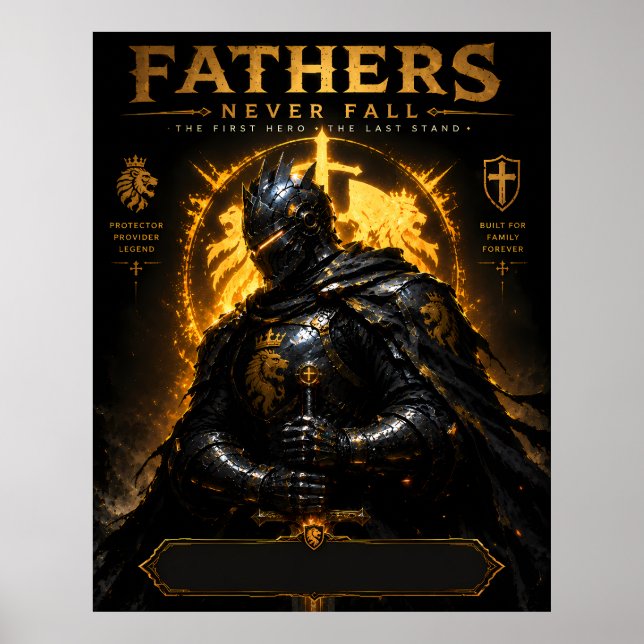Epischer mittelalterlicher Vater-Ritter-Kunstposte Poster (Vorne)