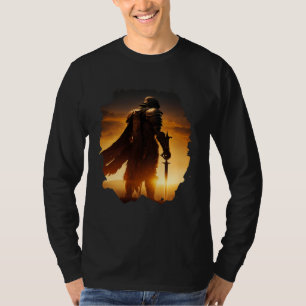 Epischer Ritter bei Sonnenuntergang auf dem Feld T-Shirt