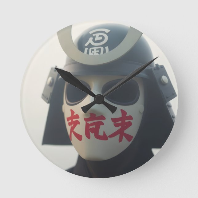 epischer Samurai Runde Wanduhr (Vorderseite)