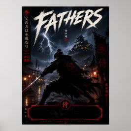 Epischer Samurai-Vater-Krieger-Kunstposter Poster