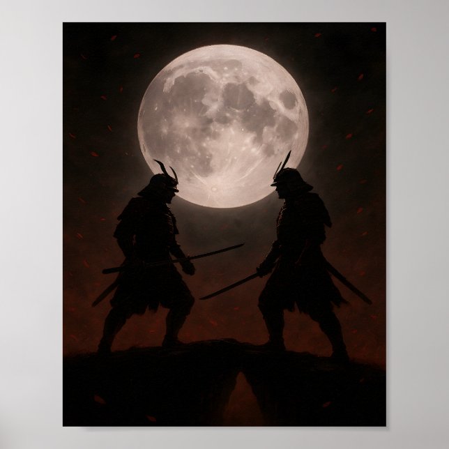 Epischer Samurai-Zweikampf unter dem Vollmond-Post Poster (Vorne)