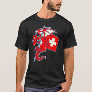 Epischer Schweizer Drache Stolz Schweizer Flagge T-Shirt