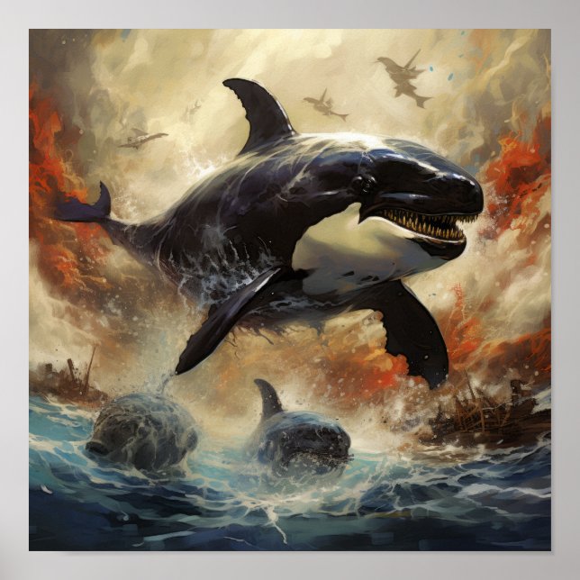 Epischer Showdown: Orca vs Godzilla Poster - Entle (Vorne)