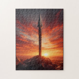 Epischer Speer in einer mystischen Sonnenuntergang Puzzle