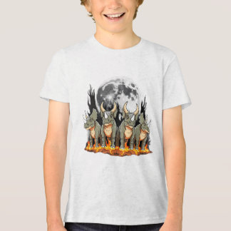 Epischer Triceratops-Dinosaurier – Feuerrotes Mond Tri-Blend Shirt