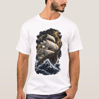 Episches Galleonenschiff im Sturm Vintage-Nautik-O T-Shirt