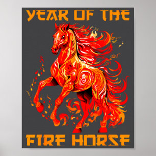 Episches Mondpferd Feuerjahr ja neues chinesisches Poster
