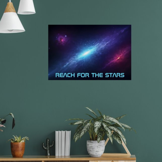 Episches Sci-Fi-Universum Leuchtender blauer Nebel Poster (Wohnzimmer 1)