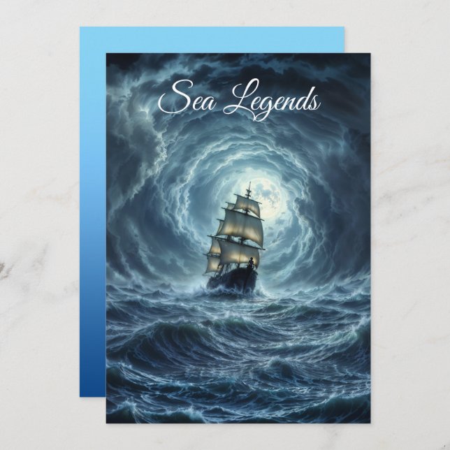 Episches Sturmschiff-Wellen-Abenteuer Einladung (Vorne/Hinten)