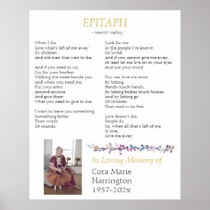 Epitaph Gedicht Custom Memorial Poster
