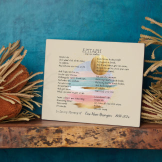 Epitaph-Gedicht II | Anpassbare Gedenktafel Fotoplatte