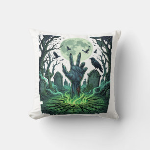 Epitapip Zombie Hand Vollmond Friedhof Kissen