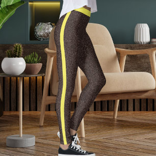 Epresso Gelbe Spakles Glitzer Muster Streifen Leggings