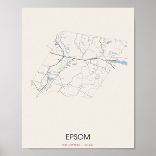Epsom, New Hampshire Straßenkarte Poster – Gegr. 1