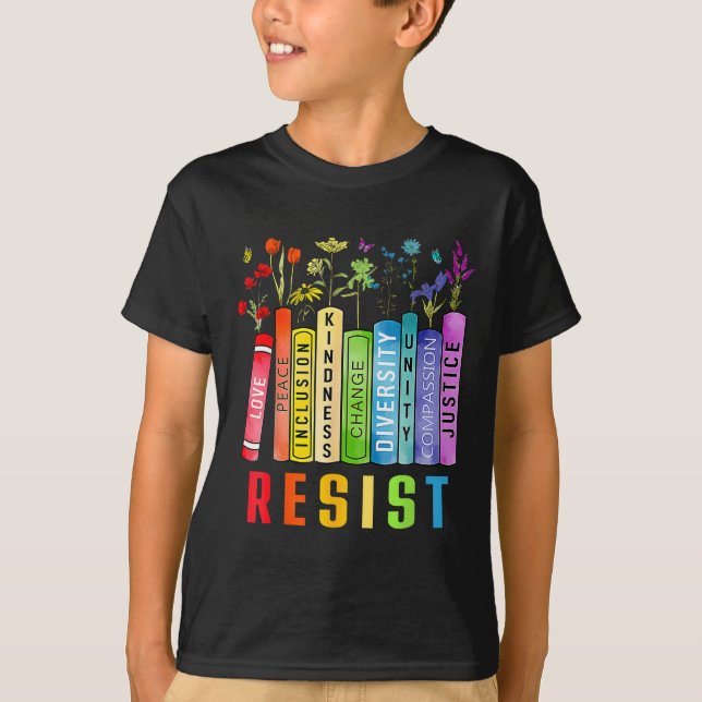 Equal Rights Book Flower Trump Women Rights Femini T-Shirt (Vorderseite)