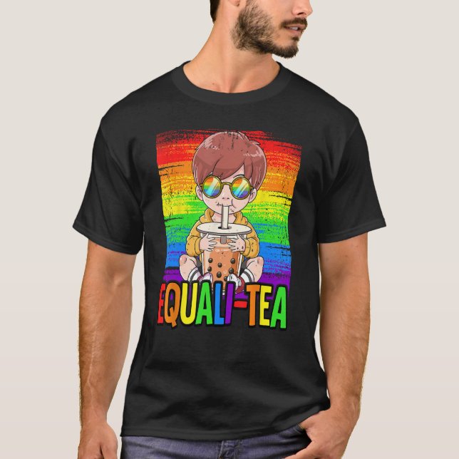 Equali Tea Bubble Tea Boba Tea LBGT Gay Pride Rain T-Shirt (Vorderseite)