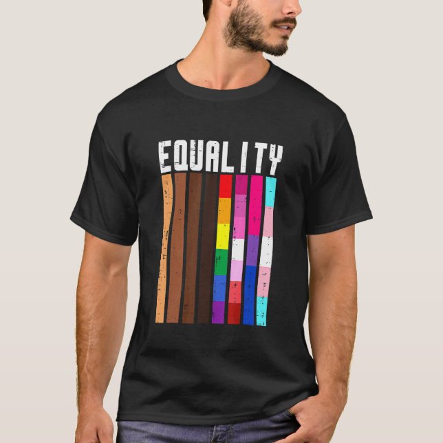 Equality Black Lgbt Pride Rainbow Gay Bi T T-Shirt (Vorderseite)