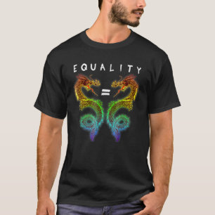 Equality Dragon Cool Tattoo Rainbow Gay Lesbian Lg T-Shirt