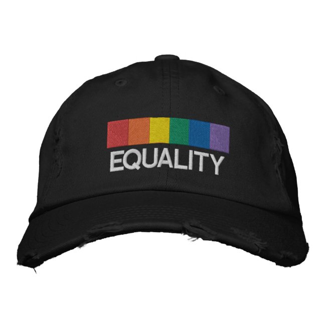 Equality Gay Pride Rainbow Bestickte Baseballkappe (Vorderseite)