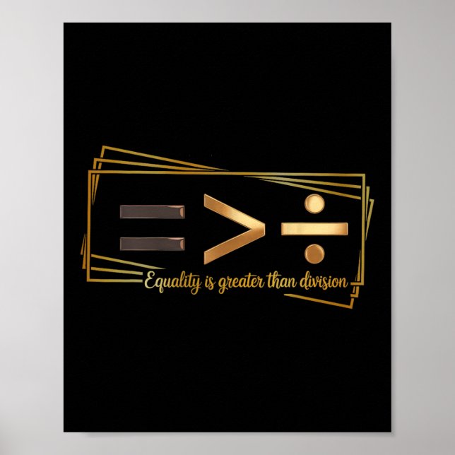 Equality Is Greater Than Division Math Black Histo Poster (Vorne)