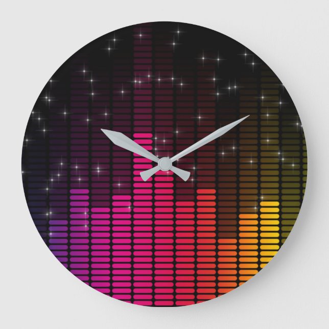 Equalizer Disco Lights Music Volume Große Wanduhr (Vorderseite)