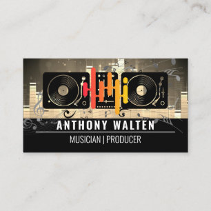 Equalizer-Symbol   Turntable   Musical Sound Notes Visitenkarte