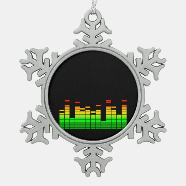 Equalizer Vibes vom Beat of DJ Music Black Schneeflocken Zinn-Ornament (Vorderseite)