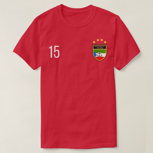 Equatorial Guinea Number 15 Sports Jersey Fifteen  T-Shirt (Design vorne)
