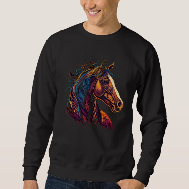 Equestrian Art Colorful Painting Horse Lover Cowgi Sweatshirt (Vorderseite)