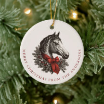 Equestrian Christmas Horse Festive Vintage Holiday