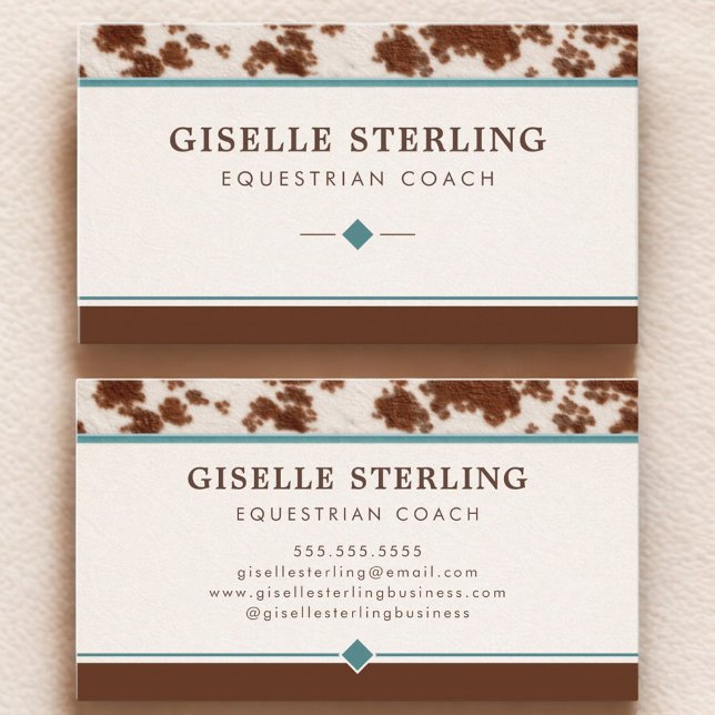 Equestrian Coach Rustic Cowhide Western Visitenkarte (Von Creator hochgeladen)